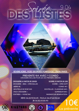 Soirée listes Groupe ESG BDE croisière Seine