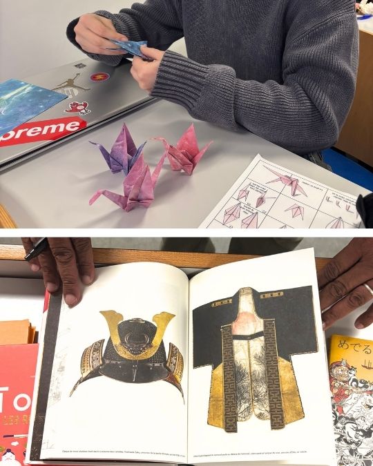 Atelier dédié au Japon lors de la sharing week de l'ESGRH à Paris avec la découverte de l'origami et des tenues traditionnelles